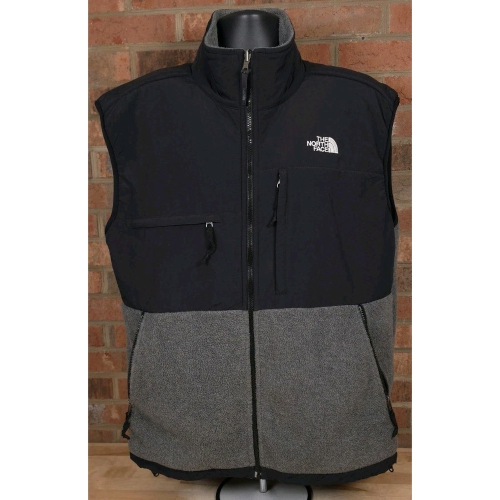 The North Face Vest Jacket Mens XL Black Gray Denali Polartec Fleece Nylon A195